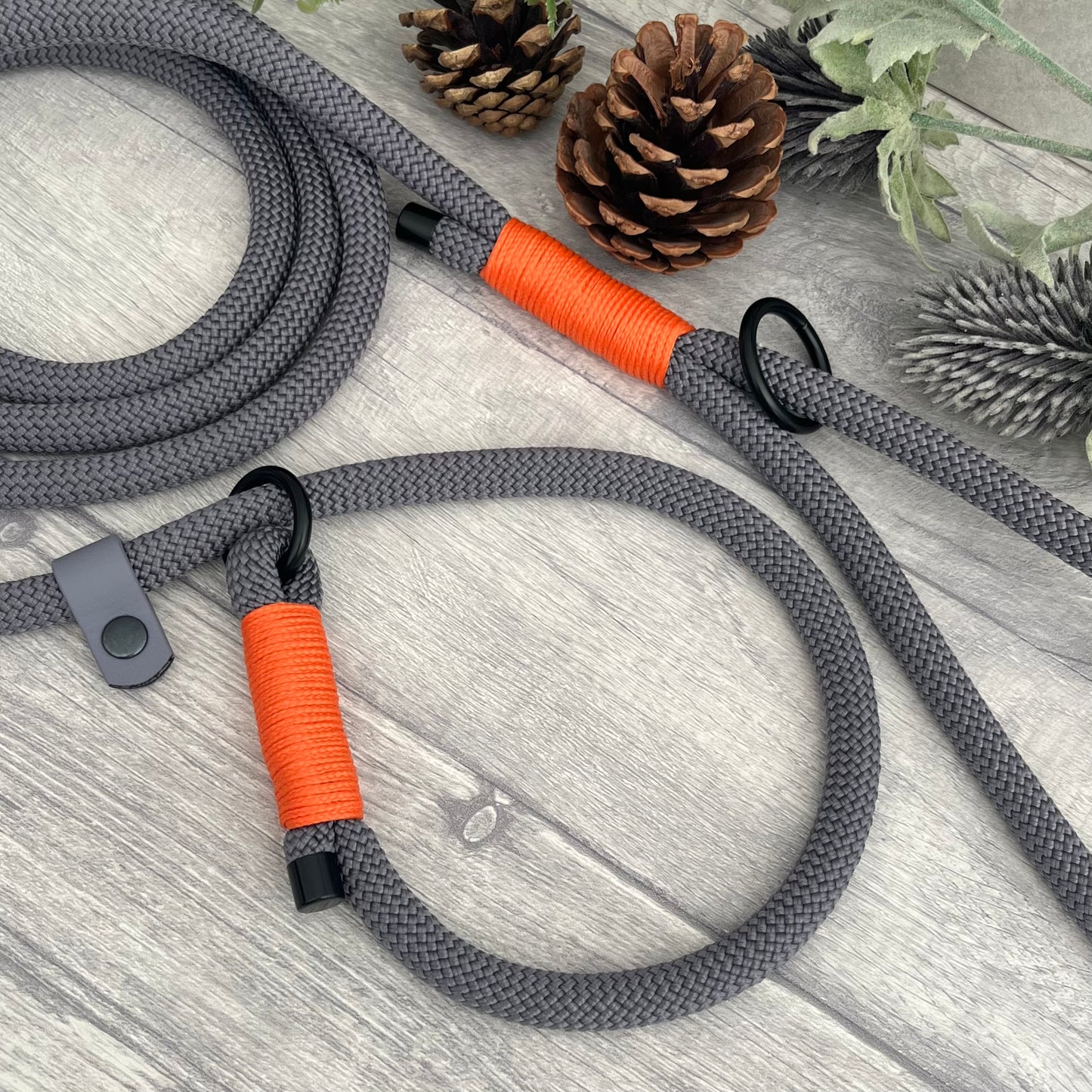 Charcoal Grey Paracord Rope Dog Lead