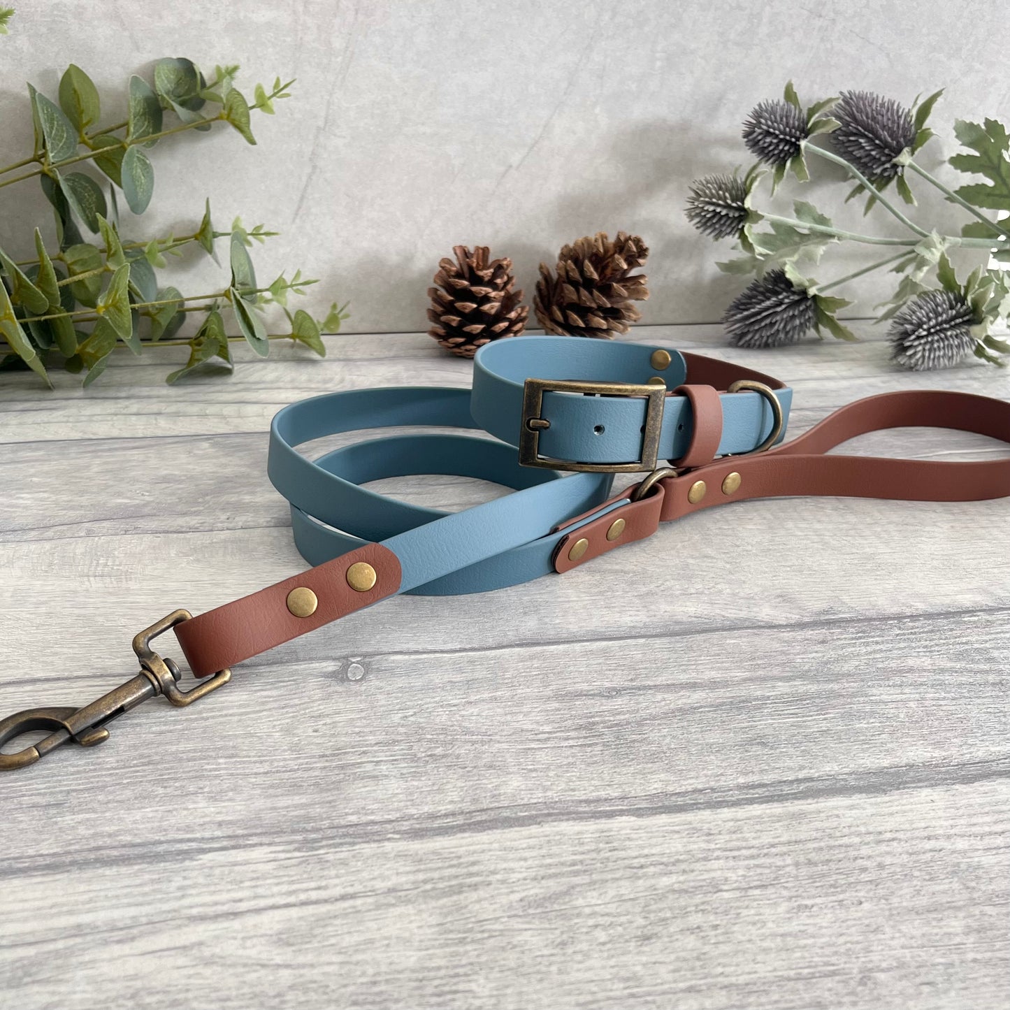 Blue & Brown Two Tone BioThane® Dog Collar
