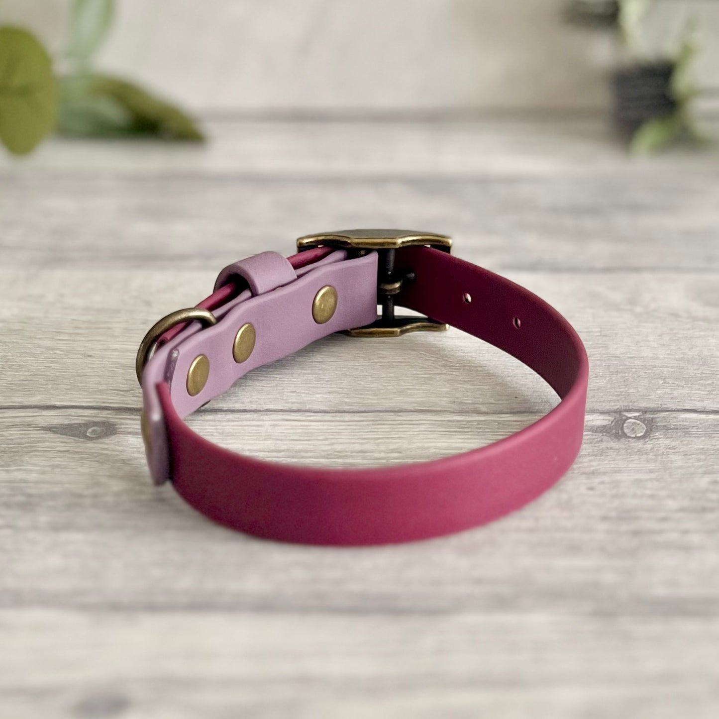 Wine Red & Mauve Two Tone BioThane® Dog Collar