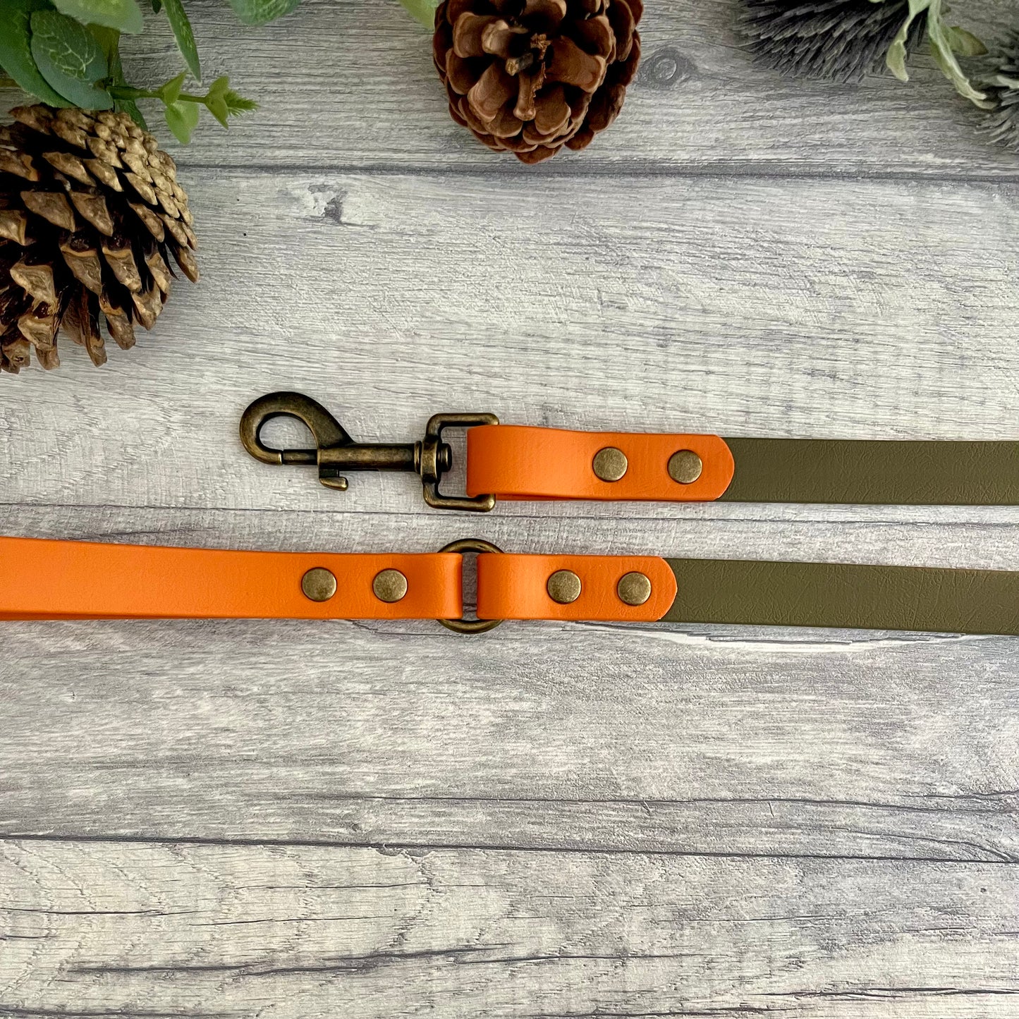 Orange & Olive Two Tone BioThane® Dog Lead