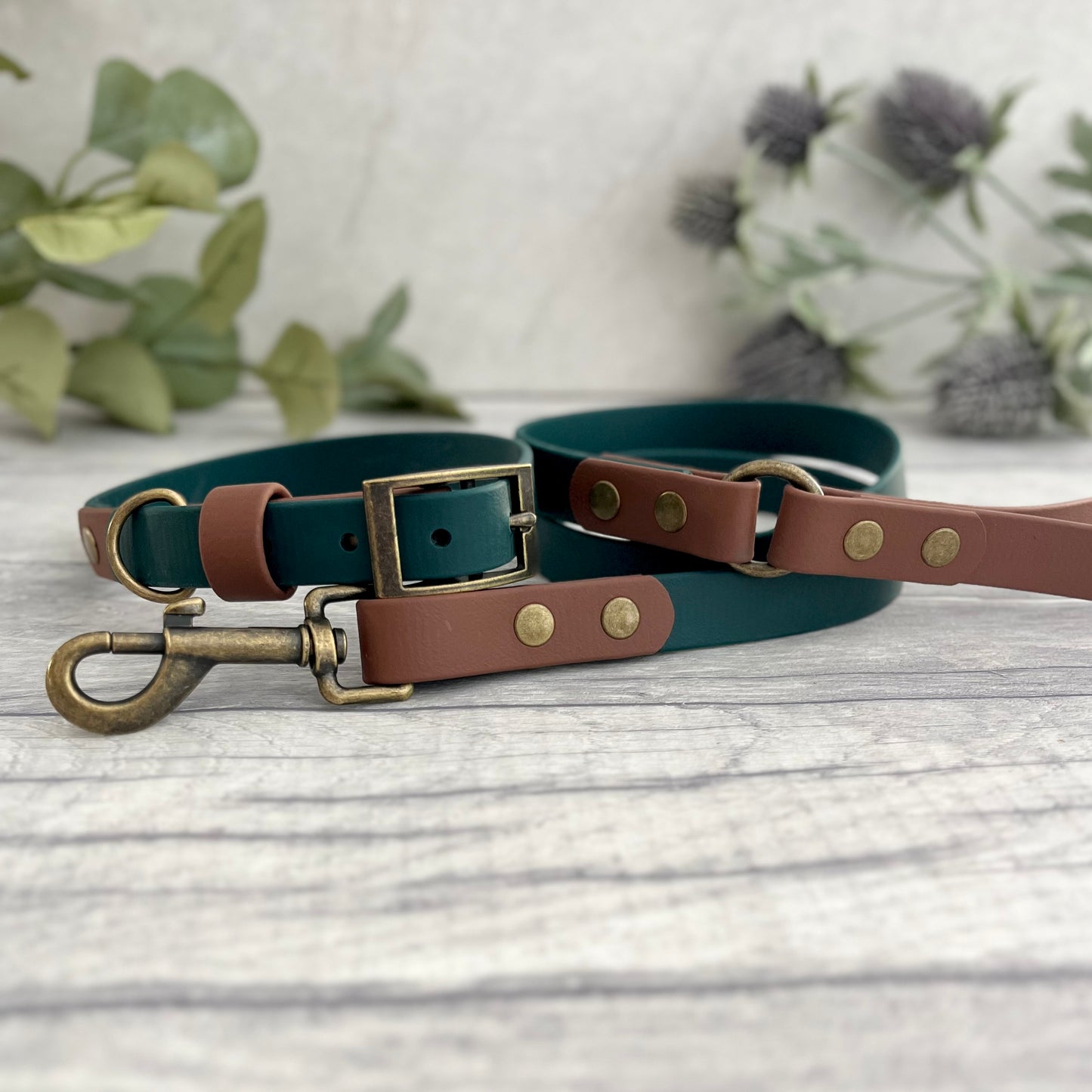 Dark Green & Brown BioThane® Dog Collar