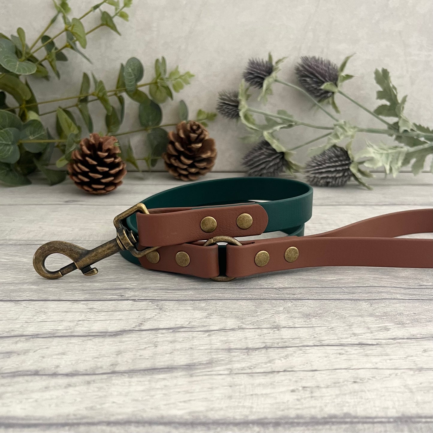 Design Your Own Two Tone Dark Green BioThane® Dog Lead 1.9cm Width