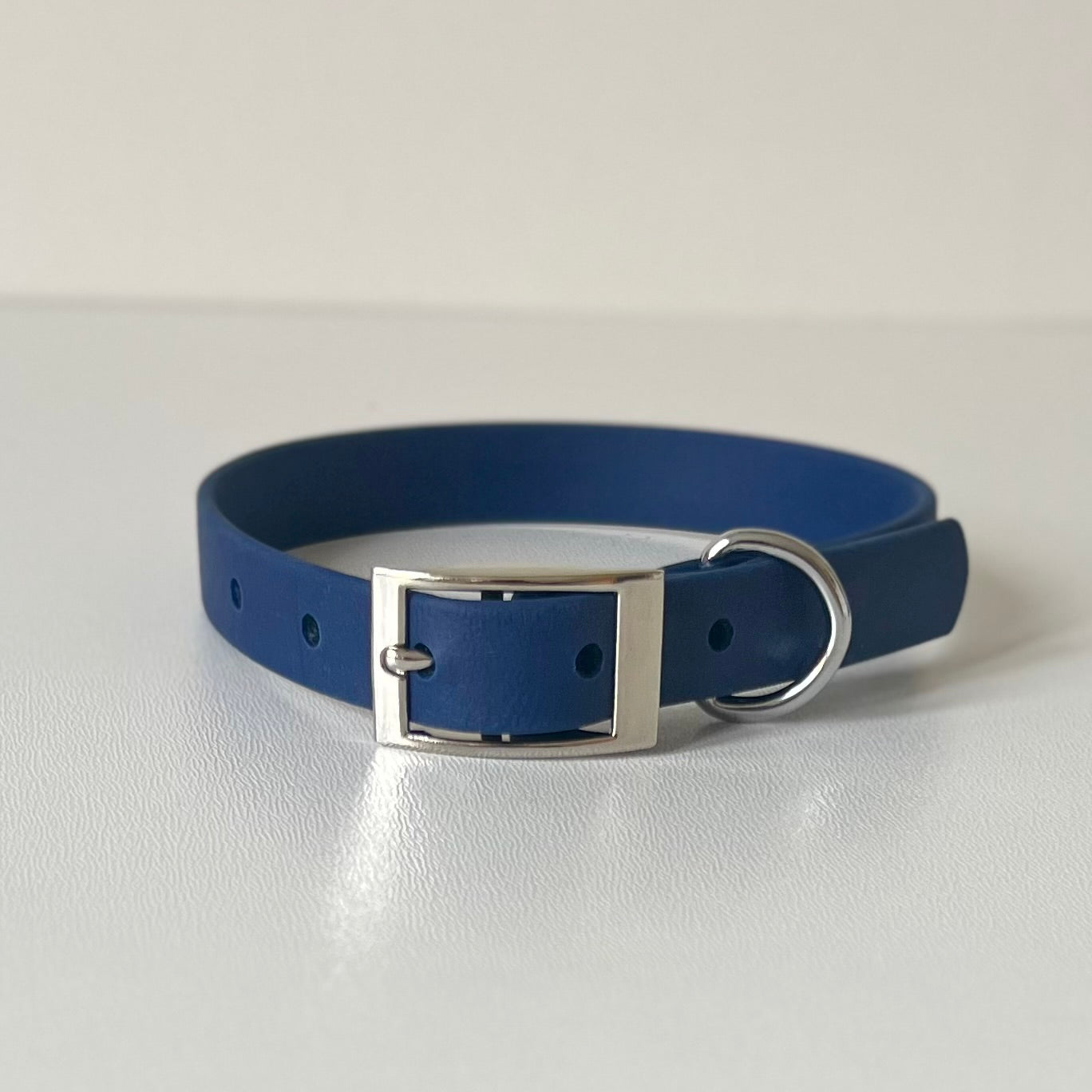 Navy Blue Biothane collar with silver hardware