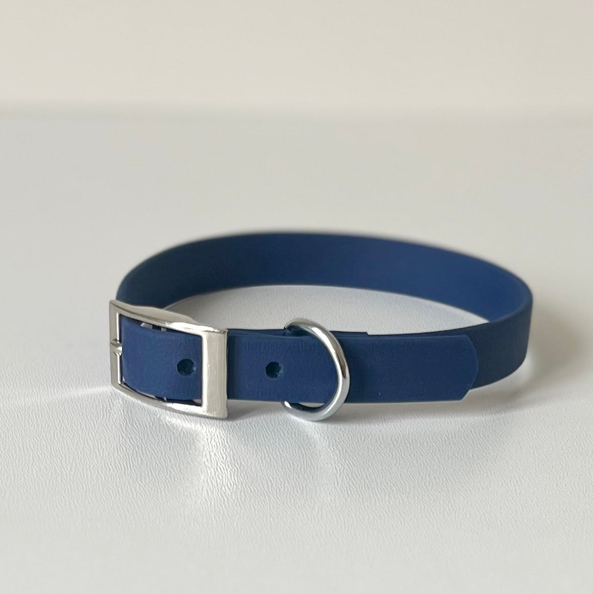 Navy Blue Biothane collar with silver hardware