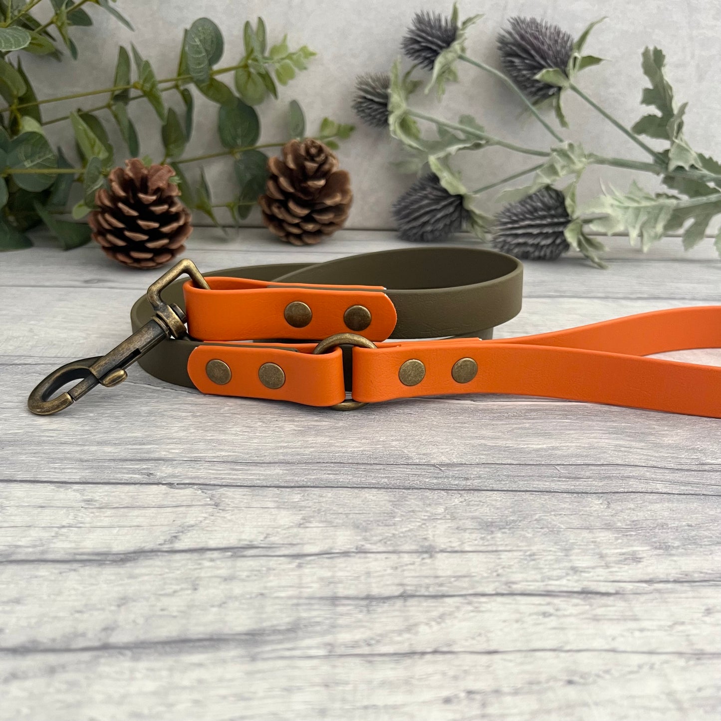 Design Your Own Two Tone Olive Green BioThane® Dog Lead 1.6cm Width