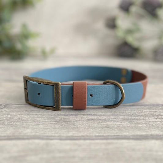 Blue & Brown Two Tone BioThane® Dog Collar