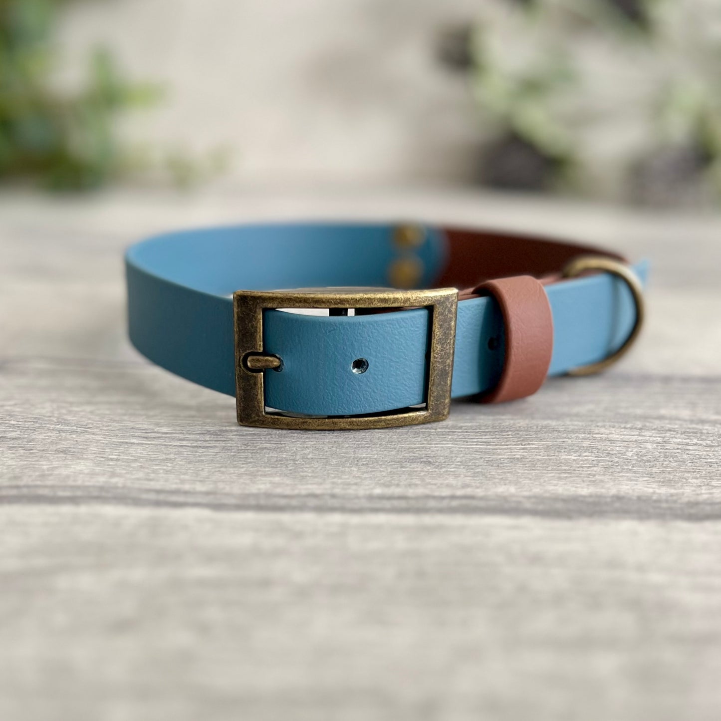 Blue & Brown Two Tone BioThane® Dog Collar