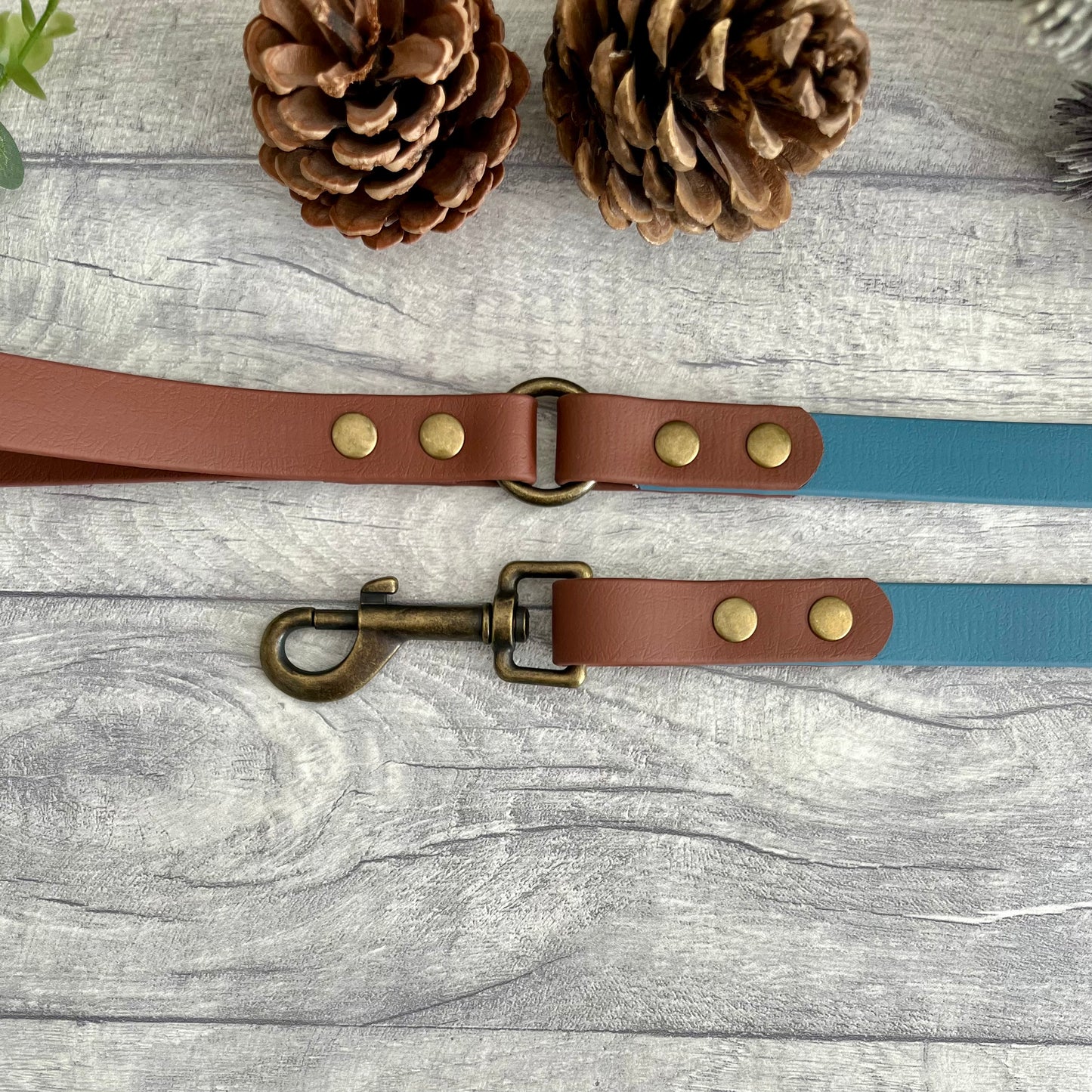 Petrol Blue & Brown Two Tone BioThane® Dog Lead